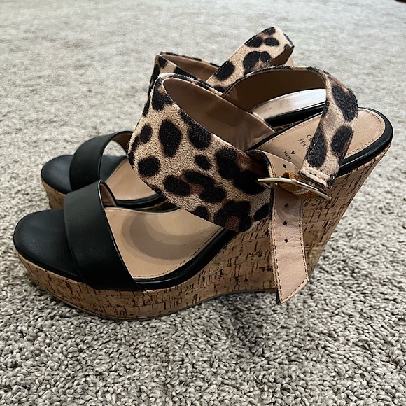 Call it Spring Black and Leopard Wedges 🐆 - Picture 1 of 5
